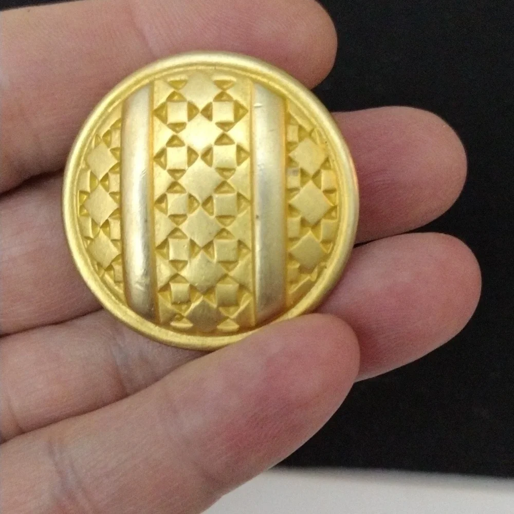 Vintage Givenchy Gold Tone Round Textured Clip On Earrings - Picture 2 of 5